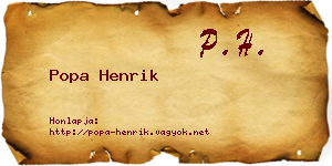 Popa Henrik névjegykártya